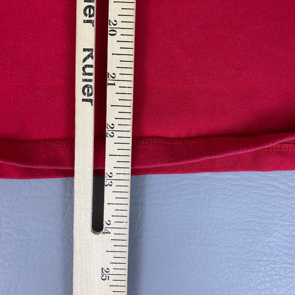 CJ Banks T-Shirt Plus Size 2X Red Long Sleeve V-Neck Embellished Cotton Stretch - Picture 8 of 9